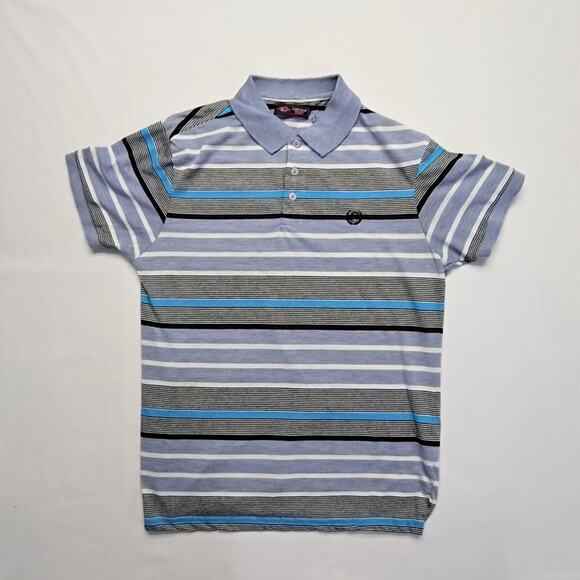 Vintage Cambridge Classics Polo Blue Striped Embroidered Logo Shirt 00's - Picture 1 of 10